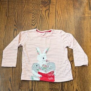Baby Boden Striped Appliqué Bunny Long Sleeve T-Shirt